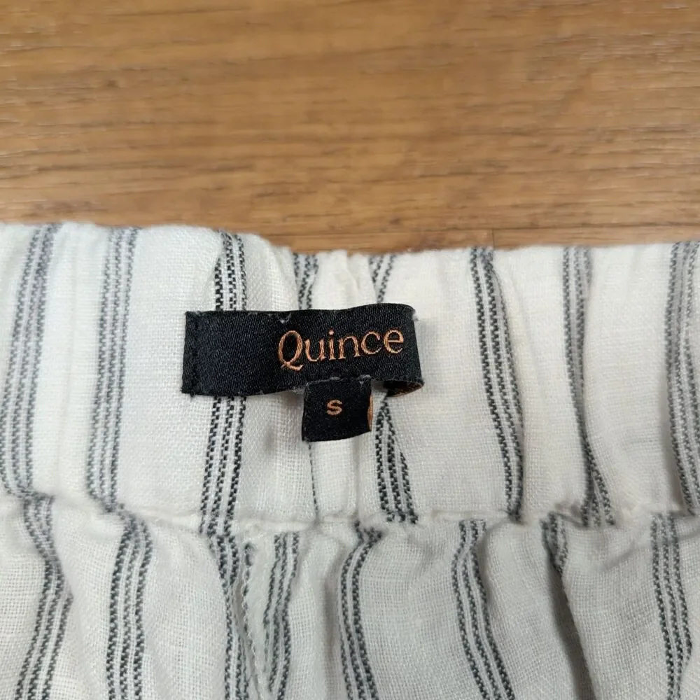 Quince European Linen Tapered Ankle Pants Women S White Striped Resort Coastal